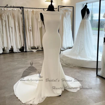 Lakshmigown Сексуальное свадебное платье Русалки для новобрачных 2023, женское длинное пляжное свадебное платье из креп-атласа 11