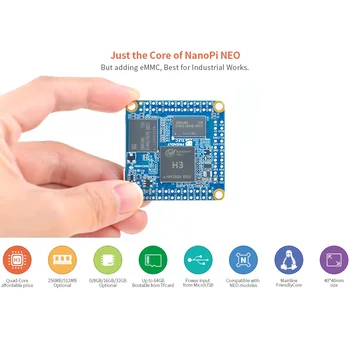 NanoPi Neo Core Kit 512M DDR RAM/8G eMMC Allwinner H3 Quad Cortex-A7 с частотой до 1,2 ГГц, OpenWRT, с радиатором, припаять штыревую головку 6