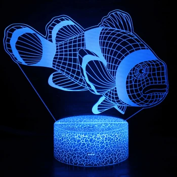 Nighdn 3D Рыболовная лампа Иллюзионный ночник Сенсорный выключатель Настольные лампы 7 цветов Декор для раздевалки Ночник Подарок для детей 7
