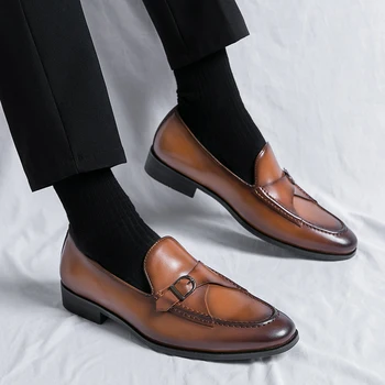 PARZIVAL, Мужская деловая Официальная Кожаная обувь, Дышащая обувь на высоком каблуке, Мужская обувь для свадебной вечеринки, модельные туфли в стиле ретро в британском стиле 6