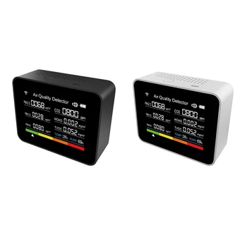 RISE-13 В 1 Tuya WIFI Монитор качества воздуха CO2/TVOC/HCHO/PM2.5/PM1.0/PM10/ Температура/ Влажность/ Время / Дата/ Будильник/Таймер 5