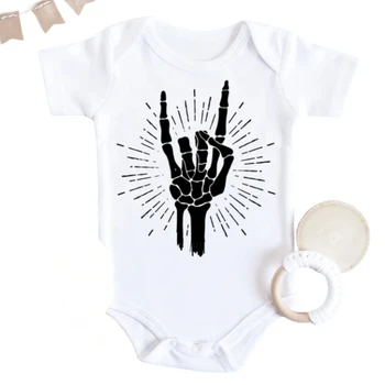 Rock On Onesie Rock And Roll Baby Shower Gift детская одежда с скелетом, классное детское боди 8