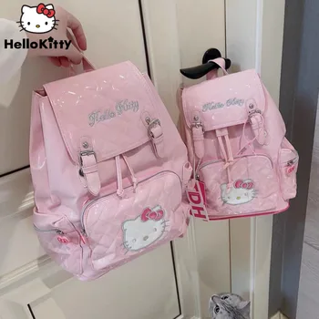 Sanrio Hello Kitty Y2K Spicy Girl PU Готический Рюкзак Японской Моды Harajuku Большой Емкости Школьная Сумка Женские Милые Дорожные Сумки 3