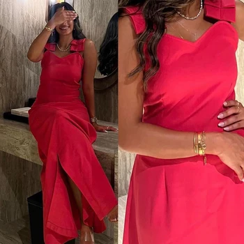 Solid Color Prom Gown V Neck Sleeveless Women Evening Party Dresses فساتين السهرة 2023 جديده Exquisite платья на торжество 6