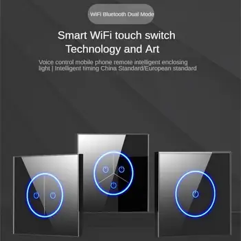 Tuya Wifi Smart Switch Panel Сенсорный Выключатель 86 Нулевой Противопожарный Провод Стандартные Правила ЕС Водонепроницаемый Голосовой Пульт Дистанционного Управления Для Mijia 11