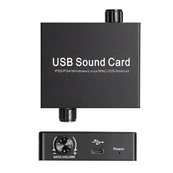 USB Аудио Звуковая Карта для Ноутбука PS5 Наушники Микрофон Аудиокарта Поддержка Внешней Звуковой Карты USB 3,5 мм Регулятор Громкости Type C Басы 2