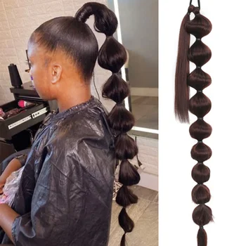 Xnaira Синтетический Пузырчатый Конский Хвост Длиной 30 дюймов, Перекручивающийся Вокруг Наращенных Волос, Натуральные Накладные Волосы Для Чернокожих Женщин 18