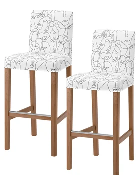 Абстрактная линия персонажей, высокая спинка, 2 шт. чехлы для стульев для кухни, эластичный чехол для барного стула, чехлы для сидений в столовой