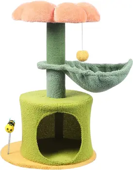 Башня из кошачьего дерева - кошачье дерево для домашних кошек с когтеточкой, для лазания по кошкам, маленькое кошачье дерево с кроватью-гамаком в кондоминиуме - Булавка 6