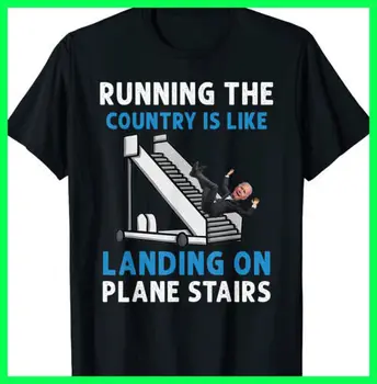 Бегать по стране - все равно что спускаться по лестнице самолета Забавная футболка Лучшая цена 9