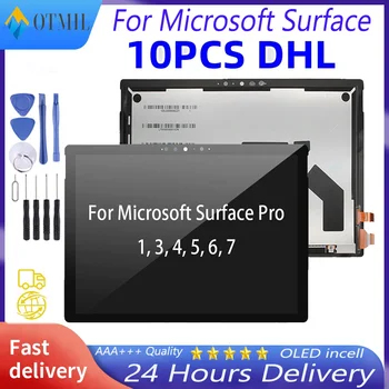 Бесплатная доставка DHL 10 шт. для Microsoft Surface Pro 1 3 4 5 6 7 ЖК-дисплей С Сенсорным Экраном Digitizer в сборе 1886 1807 1796 1724 16311514 15