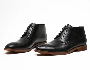 Ботинки Brock из натуральной кожи, остроносые туфли, уличные повседневные мужские ботинки в корейском стиле с резьбой в стиле ретро, зимние ботильоны Martin Boots 11