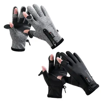 Велосипедные перчатки, Светоотражающие водонепроницаемые теплые варежки, нескользящие термоберчатки, утепленные двумя пальцами перчатки для вождения с 9