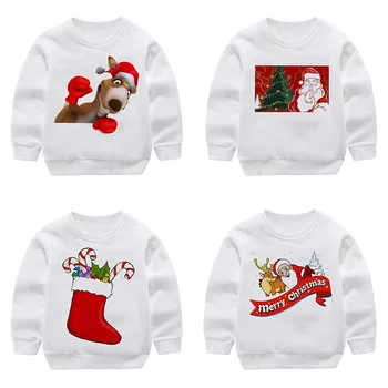 Веселого Рождества, Одежда для мальчиков и девочек, Забавная Белая Футболка С буквенным принтом, Рождественская футболка, Детская Подарочная одежда, Детская Осенняя Одежда 2023 1