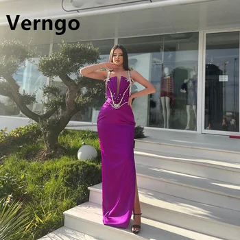 Вечернее платье Verngo с фиолетовым кристаллом для женщин, выпускные платья на бретельках без рукавов, длинное вечернее платье-русалка 2024 г. 6