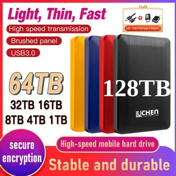 Внешний жесткий диск 128 ТБ Портативный SSD-Накопитель 2 ТБ Твердотельный Накопитель Мобильные Жесткие диски Для Нового Высокоскоростного Хранилища Жесткие диски Для Ноутбуков / MAC 6
