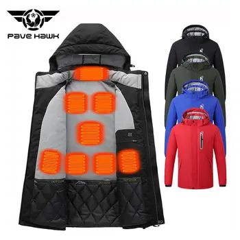 Восьмизонная интеллектуальная одежда для скалолазания с подогревом Для мужчин и женщин USB-интерфейс Электрообогревающий костюм для зарядки Теплая лыжная куртка на открытом воздухе 15