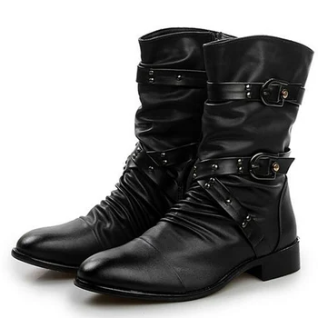 Высококачественные мужские кожаные ботинки, мужские базовые ботинки с локомотивом, черные туфли в стиле панк-рок, мужские размеры 38-48