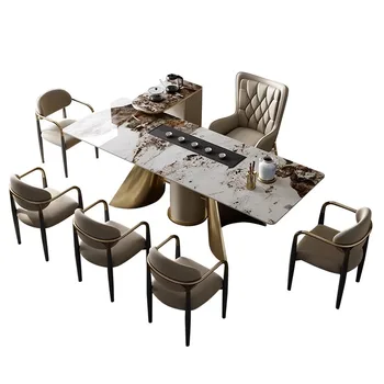 Высококачественный чайный столик из шифера, современный простой домашний офис, чайный столик, чайный столик для приема гостей и сочетание стула 7