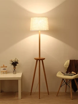 деревянный торшер E27 светодиодная лампа внутреннего освещения современная стоячая лампа Японский дизайн напольная лампа современное декоративное освещение 1