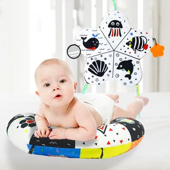 Детская черно-белая игрушка-подушка для тренировки живота, подушка для поднятия головы новорожденного, Высококонтрастная Двусторонняя сенсорная подушка для лежания 11