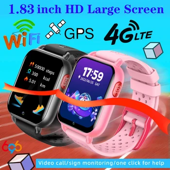 Детские 4G Смарт-Часы Температура SOS GPS Местоположение Видеозвонок WiFi Sim-Карта Детские 1,83-дюймовые HD Смарт-часы Камера Водонепроницаемая Детская