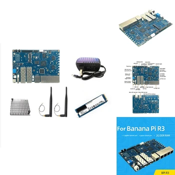 Для Banana PI BPI-R3 MT7986 2 ГБ + 8 ГБ EMMC 2XSFP Плата разработки Маршрутизатора с 256G SSD + Радиатор + 2Xantennas + Мощность 11