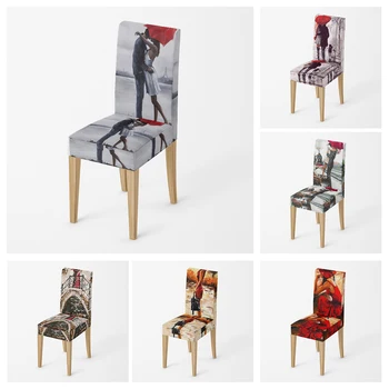 Домашний чехол для стула, Чехлы для стульев для кухни, регулируемые обеденные чехлы из эластичной ткани, чехлы для стульев, чехол для стула для свадьбы 6