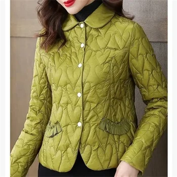 Женская зимняя новая хлопчатобумажная куртка с коротким квадратным воротником, модная хлопчатобумажная куртка с маленькой фигуркой, женское легкое пуховое хлопчатобумажное пальто 13