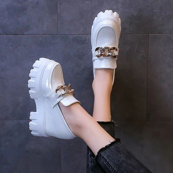 Женская Обувь Mary Janes на платформе и цепочке, Коллекция 2022 года, Весна-Лето, Босоножки для вечеринки в готическом стиле, Дизайнерские туфли-лодочки На Высоком каблуке, Женская обувь 5
