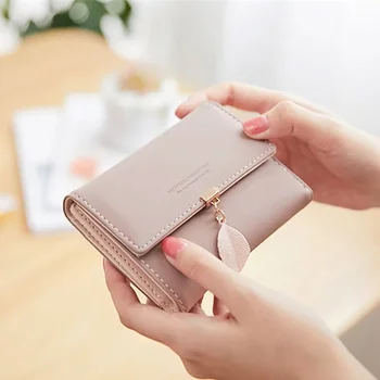 Женская сумочка, короткая студенческая однотонная Корейская версия, Маленький Свежий Многофункциональный кошелек для монет с тремя складываниями, кошелек 1