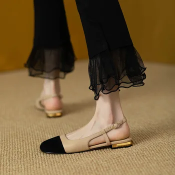 Женские босоножки, массивные тонкие туфли, женские летние лоскутные сандалии с неглубокой подошвой, эластичные босоножки с вырезами по бокам, босоножки-рогатки 5