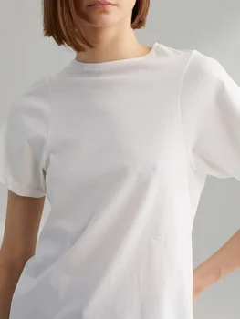 Женские футболки С круглым вырезом И коротким рукавом, Летняя Простая Универсальная Хлопчатобумажная футболка 5