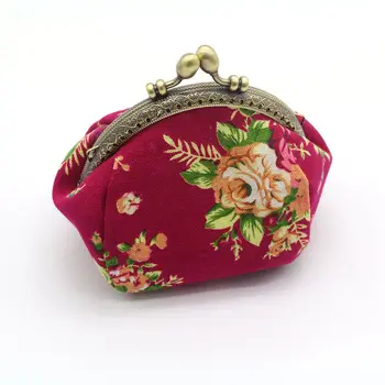 Женский кошелек, мини-портмоне с винтажным цветком, кошелек-клатч (розово-красный) 8