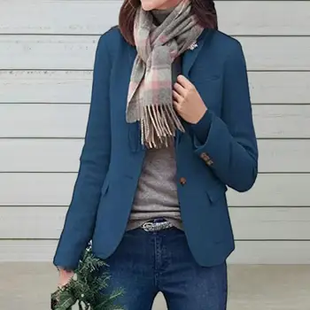 Женское зимнее пальто приталенного кроя с толстыми лацканами, длинным рукавом, женское зимнее пальто в деловом стиле с карманами, однобортное женское 1