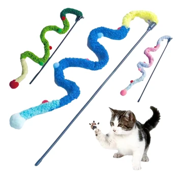Забавные игрушки для домашних кошек, Интерактивная Гусеница, игрушки для игры с котенком, шарик для шерсти, Кошачья Дразнящая палочка, игрушки для кошек, аксессуары для домашних животных 2