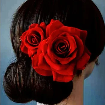Заколка для волос с красной розой (набор из 2) - Украшения для свадебной заколки с розой и аксессуары для цветов на день рождения в июне для женского шиньона в подарок на день рождения 16