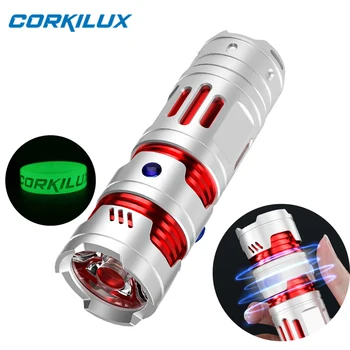Зарядка CORKILUX через USB-C, портативный светодиодный фонарик высокой мощности, EDC, декомпрессионные игрушки, мощная вспышка со спиннером-непоседой 8