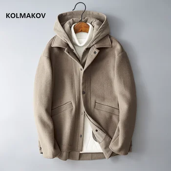 Зимнее новое повседневное шерстяное мужское пальто 2024, модный тренч, мужские куртки высокого качества, Классические шерстяные мужские, размер M-3XL 6
