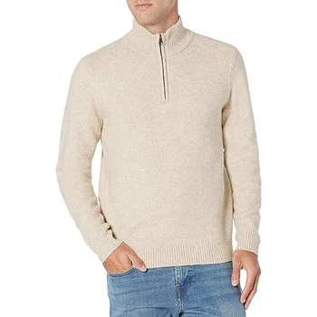 Зимний мужской повседневный свитер с имитацией горловины на молнии, вязаный однотонный свитер, пуловер, мужская одежда теплого покроя 18