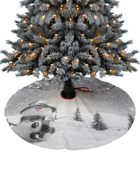Зимний Снеговик Снежинки Рождественская Елка Юбка Рождественский Декор для Товаров для Дома Круглый 1