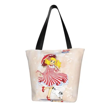 Изготовленная на заказ холщовая сумка для покупок Candy Candy Terry Happy Snow, женская сумка для переработки продуктов, сумки-тоут для покупателей из японского аниме