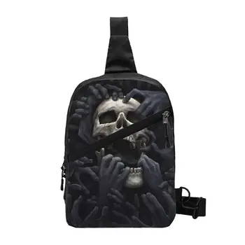 Индивидуальные сумки-слинги Evil Hands с черепом, мужские сумки на Хэллоуин, Готический Скелет, рюкзак через плечо, рюкзак для велоспорта, рюкзак для кемпинга 13