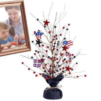 Искусственная елка, патриотические украшения, 4 июля, День независимости, Ягодное дерево с красными, синими, белыми звездами, Износостойкий мемориал 14