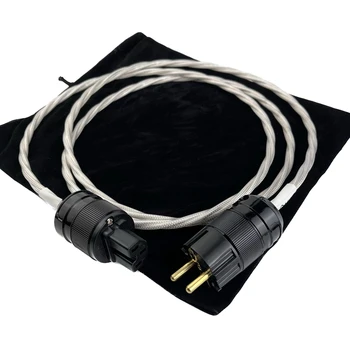 Кабель питания переменного тока HiFi Audio Экранированный Из Бескислородной Меди Высокой Чистоты, Серебристый Шнур Питания C7 C13, Штепсельная Вилка США и ЕС 1