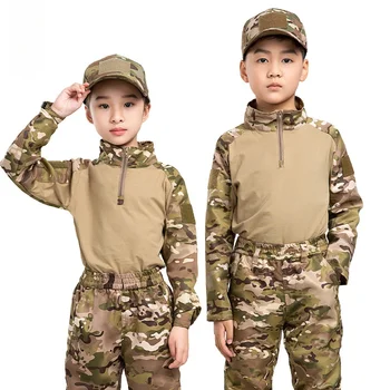 Камуфляжный тактический костюм, комплект детской военной одежды для детей, летняя пейнтбольная военная форма для детей, комплект тактической одежды 5