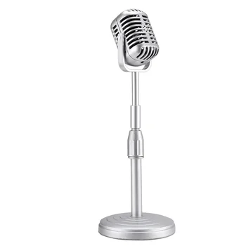 Классический ретро динамический вокальный микрофон, Винтажная универсальная подставка для микрофона для живого выступления, караоке, студийная запись, серебристый 1