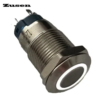 Кнопочный выключатель Zusen с плоской головкой 12 мм с фиксацией / мгновенным включением светодиодной подсветки (ZS12F-10E / J / N) 18