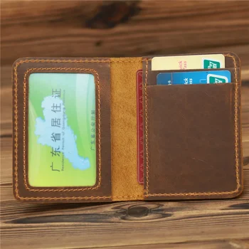 Кожаный держатель для кредитных карт ручной работы, винтажный маленький кошелек для кредитных карт, чехол для водительских прав, подарок в винтажном стиле для мужчин 18