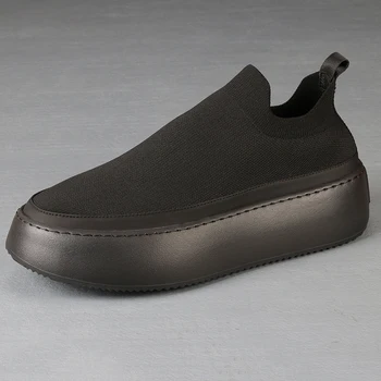Корейская версия модного тренда TAFN, повседневная мужская обувь на платформе с толстой подошвой из плетеной сетки, ленивая обувь на одну ногу в tide shoes 18